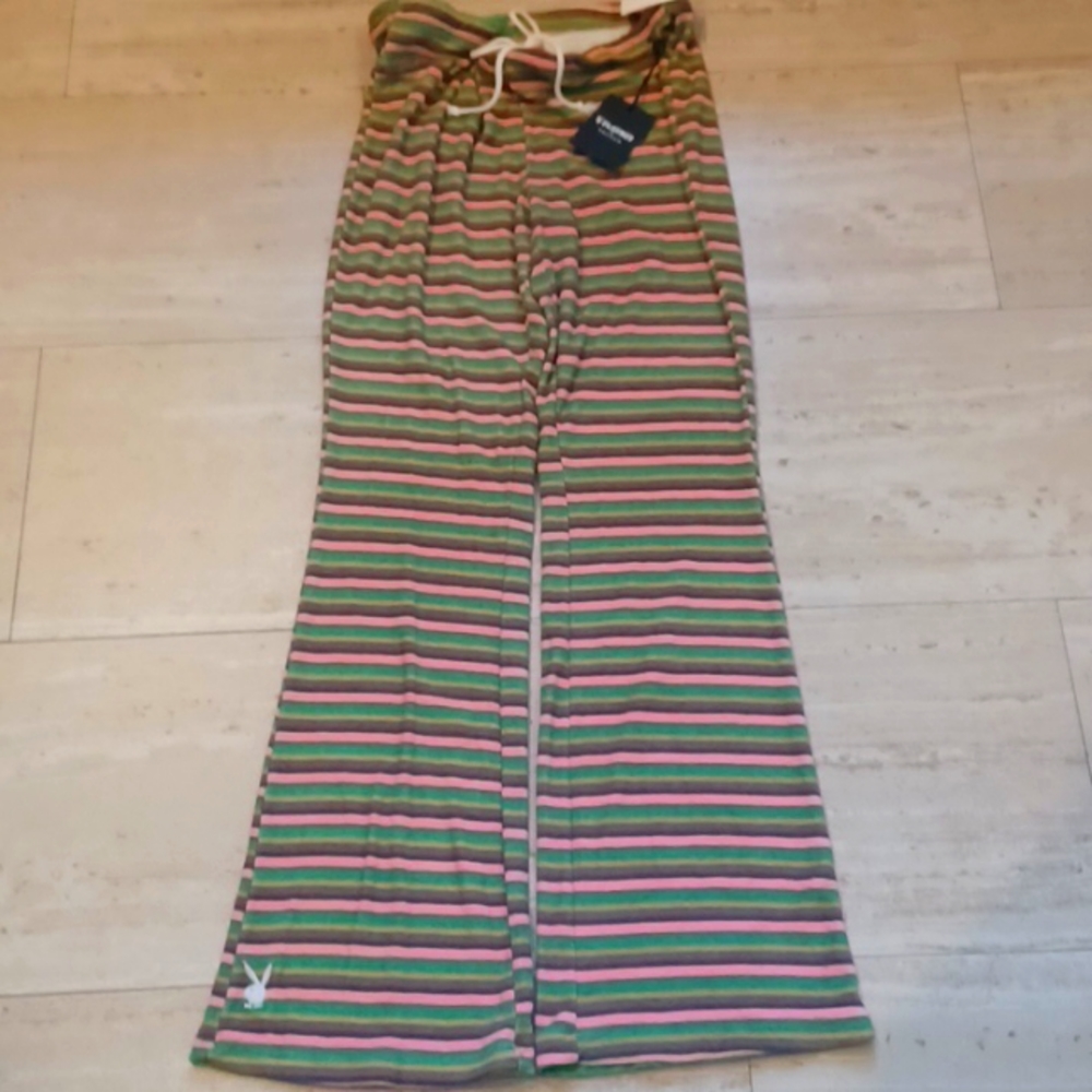 New Playboy Multi-Colored Striped Lounge Pants